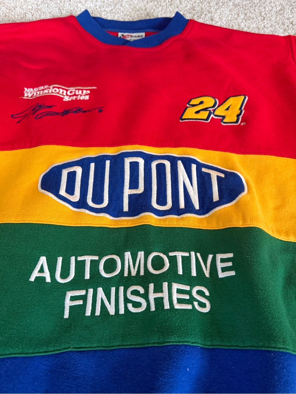 Men's Colorblock Racing Sweatshirt - Red/Yellow/Green/Blue - Picture 3 of 4